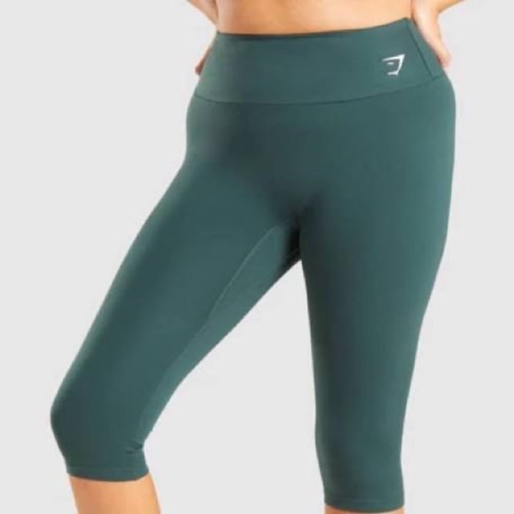 Gymshark Crop Training Leggings Fog Green Size Medium